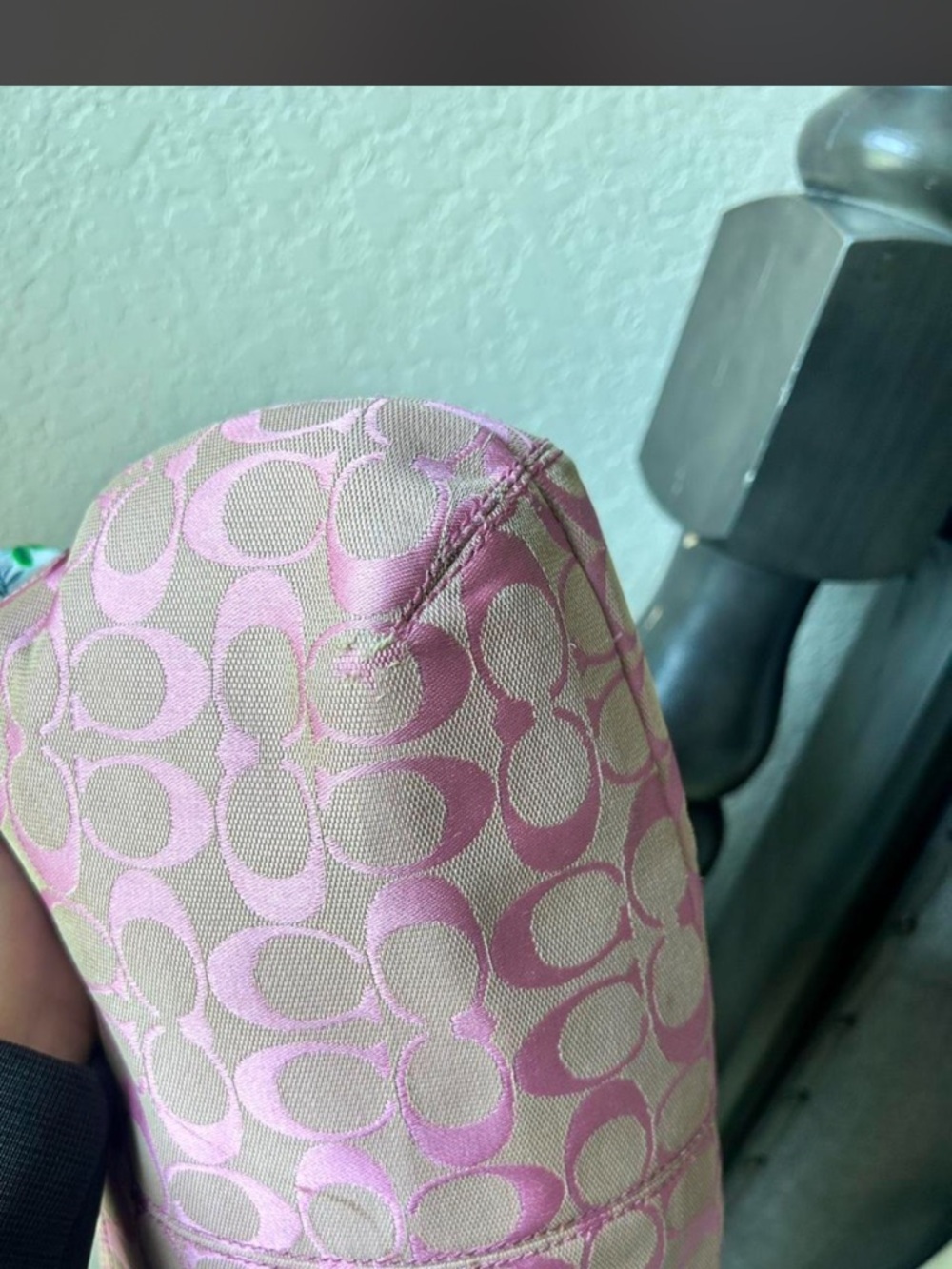 Coach Pink Signature Canvas Shoulder Bag with Floral Charm - Picture 3 of 6